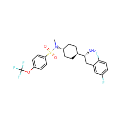 CN([C@H]1CC[C@H]([C@H](N)Cc2cc(F)ccc2F)CC1)S(=O)(=O)c1ccc(OC(F)(F)F)cc1 ZINC000261095394