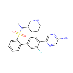 CN([C@H]1CCCNC1)S(=O)(=O)c1ccccc1-c1ccc(-c2cnc(N)cn2)c(F)c1 ZINC000224770457