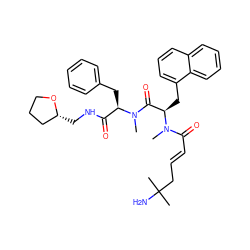 CN(C(=O)/C=C/CC(C)(C)N)[C@H](Cc1cccc2ccccc12)C(=O)N(C)[C@H](Cc1ccccc1)C(=O)NC[C@@H]1CCCO1 ZINC000027195365