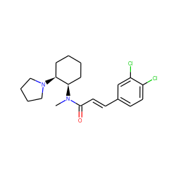 CN(C(=O)/C=C/c1ccc(Cl)c(Cl)c1)[C@@H]1CCCC[C@@H]1N1CCCC1 ZINC000026833491