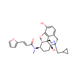 CN(C(=O)/C=C/c1ccco1)[C@@H]1CC[C@@]2(O)[C@H]3Cc4ccc(O)c5c4[C@@]2(CCN3CC2CC2)[C@H]1O5 ZINC000045484102