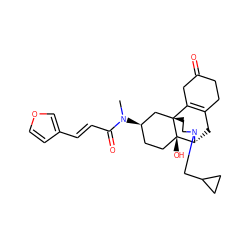 CN(C(=O)/C=C/c1ccoc1)[C@@H]1CC[C@@]2(O)[C@H]3CC4=C(CC(=O)CC4)[C@@]2(CCN3CC2CC2)C1 ZINC000095558431