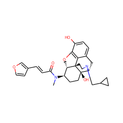 CN(C(=O)/C=C/c1ccoc1)[C@@H]1CC[C@@]2(O)[C@H]3Cc4ccc(O)c5c4[C@@]2(CCN3CC2CC2)[C@H]1O5 ZINC000004393014