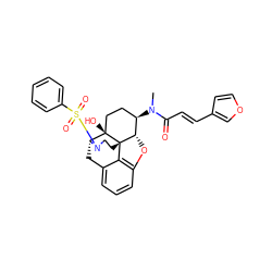 CN(C(=O)/C=C/c1ccoc1)[C@@H]1CC[C@@]2(O)[C@H]3Cc4cccc5c4[C@@]2(CCN3S(=O)(=O)c2ccccc2)[C@H]1O5 ZINC001772615644