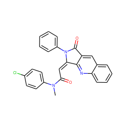 CN(C(=O)/C=C1\c2nc3ccccc3cc2C(=O)N1c1ccccc1)c1ccc(Cl)cc1 ZINC000029058071