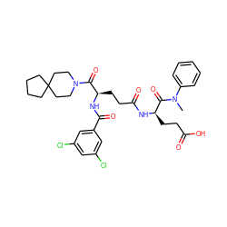 CN(C(=O)[C@@H](CCC(=O)O)NC(=O)CC[C@@H](NC(=O)c1cc(Cl)cc(Cl)c1)C(=O)N1CCC2(CCCC2)CC1)c1ccccc1 ZINC000029217172