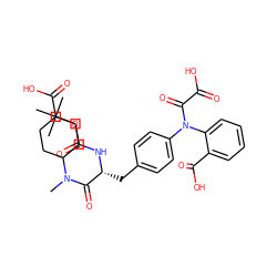 CN(C(=O)[C@@H](Cc1ccc(N(C(=O)C(=O)O)c2ccccc2C(=O)O)cc1)NC(=O)OC(C)(C)C)C1CCC(C(=O)O)CC1 ZINC000042920382