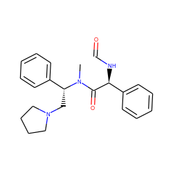 CN(C(=O)[C@@H](NC=O)c1ccccc1)[C@H](CN1CCCC1)c1ccccc1 ZINC000028134484