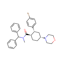 CN(C(=O)[C@@H]1CC[C@@H](N2CCOCC2)C[C@H]1c1ccc(Br)cc1)C(c1ccccc1)c1ccccc1 ZINC000103283317