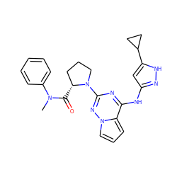 CN(C(=O)[C@@H]1CCCN1c1nc(Nc2cc(C3CC3)[nH]n2)c2cccn2n1)c1ccccc1 ZINC000045283531