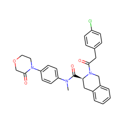 CN(C(=O)[C@@H]1Cc2ccccc2CN1C(=O)Cc1ccc(Cl)cc1)c1ccc(N2CCOCC2=O)cc1 ZINC000084724688