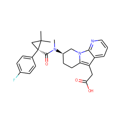 CN(C(=O)[C@]1(c2ccc(F)cc2)CC1(C)C)[C@@H]1CCc2c(CC(=O)O)c3cccnc3n2C1 ZINC000066252111