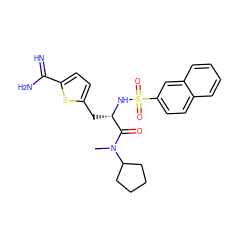 CN(C(=O)[C@H](Cc1ccc(C(=N)N)s1)NS(=O)(=O)c1ccc2ccccc2c1)C1CCCC1 ZINC000029413479