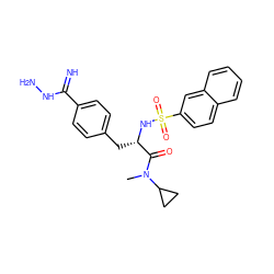 CN(C(=O)[C@H](Cc1ccc(C(=N)NN)cc1)NS(=O)(=O)c1ccc2ccccc2c1)C1CC1 ZINC000027711525