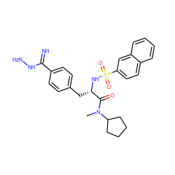 CN(C(=O)[C@H](Cc1ccc(C(=N)NN)cc1)NS(=O)(=O)c1ccc2ccccc2c1)C1CCCC1 ZINC000003928465