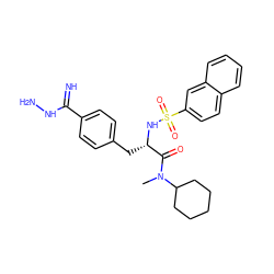 CN(C(=O)[C@H](Cc1ccc(C(=N)NN)cc1)NS(=O)(=O)c1ccc2ccccc2c1)C1CCCCC1 ZINC000027713048