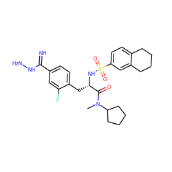 CN(C(=O)[C@H](Cc1ccc(C(=N)NN)cc1F)NS(=O)(=O)c1ccc2c(c1)CCCC2)C1CCCC1 ZINC000026501463