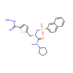 CN(C(=O)[C@H](Cc1ccc(C(=N)NN)s1)NS(=O)(=O)c1ccc2ccccc2c1)C1CCCC1 ZINC000029408397