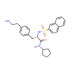 CN(C(=O)[C@H](Cc1ccc(CCN)cc1)NS(=O)(=O)c1ccc2ccccc2c1)C1CCCC1 ZINC000013862397