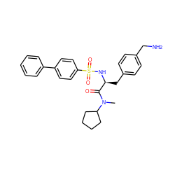 CN(C(=O)[C@H](Cc1ccc(CN)cc1)NS(=O)(=O)c1ccc(-c2ccccc2)cc1)C1CCCC1 ZINC000026570412