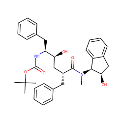 CN(C(=O)[C@H](Cc1ccccc1)C[C@H](O)[C@H](Cc1ccccc1)NC(=O)OC(C)(C)C)[C@H]1c2ccccc2C[C@H]1O ZINC000026493398