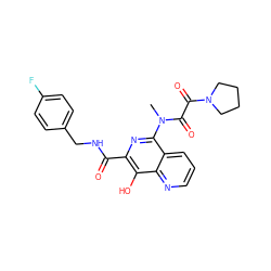 CN(C(=O)C(=O)N1CCCC1)c1nc(C(=O)NCc2ccc(F)cc2)c(O)c2ncccc12 ZINC000034820444