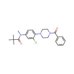 CN(C(=O)C(C)(C)C)c1ccc(N2CCN(C(=O)c3ccccc3)CC2)c(Cl)c1 ZINC000043061452