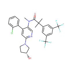 CN(C(=O)C(C)(C)c1cc(C(F)(F)F)cc(C(F)(F)F)c1)c1cnc(N2CC[C@@H](O)C2)cc1-c1ccccc1Cl ZINC000049775591