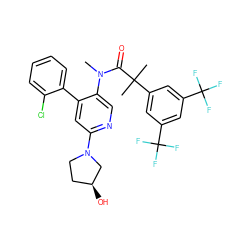 CN(C(=O)C(C)(C)c1cc(C(F)(F)F)cc(C(F)(F)F)c1)c1cnc(N2CC[C@H](O)C2)cc1-c1ccccc1Cl ZINC000049777237