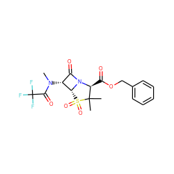 CN(C(=O)C(F)(F)F)[C@@H]1C(=O)N2[C@@H](C(=O)OCc3ccccc3)C(C)(C)S(=O)(=O)[C@H]12 ZINC000026377045