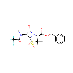 CN(C(=O)C(F)(F)F)[C@H]1C(=O)N2[C@@H](C(=O)OCc3ccccc3)C(C)(C)S(=O)(=O)[C@H]12 ZINC000026383485