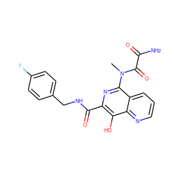 CN(C(=O)C(N)=O)c1nc(C(=O)NCc2ccc(F)cc2)c(O)c2ncccc12 ZINC000034820440