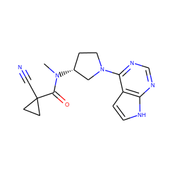 CN(C(=O)C1(C#N)CC1)[C@@H]1CCN(c2ncnc3[nH]ccc23)C1 ZINC000141961353