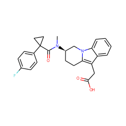 CN(C(=O)C1(c2ccc(F)cc2)CC1)[C@@H]1CCc2c(CC(=O)O)c3ccccc3n2C1 ZINC000068204193