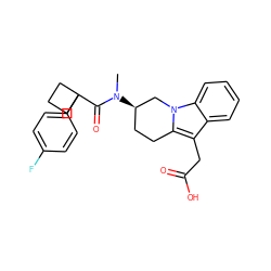 CN(C(=O)C1(c2ccc(F)cc2)CCC1)[C@@H]1CCc2c(CC(=O)O)c3ccccc3n2C1 ZINC000068204195