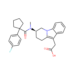 CN(C(=O)C1(c2ccc(F)cc2)CCCC1)[C@@H]1CCc2c(CC(=O)O)c3ccccc3n2C1 ZINC000068204187