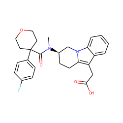 CN(C(=O)C1(c2ccc(F)cc2)CCOCC1)[C@@H]1CCc2c(CC(=O)O)c3ccccc3n2C1 ZINC000071334569