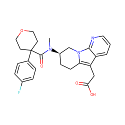 CN(C(=O)C1(c2ccc(F)cc2)CCOCC1)[C@@H]1CCc2c(CC(=O)O)c3cccnc3n2C1 ZINC000066251802