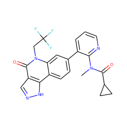 CN(C(=O)C1CC1)c1ncccc1-c1ccc2c3[nH]ncc3c(=O)n(CC(F)(F)F)c2c1 ZINC000220108991