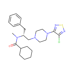 CN(C(=O)C1CCCCC1)[C@H](Cc1ccccc1)CN1CCN(c2nsnc2Cl)CC1 ZINC000000589373