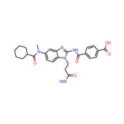 CN(C(=O)C1CCCCC1)c1ccc2c(c1)nc(NC(=O)c1ccc(C(=O)O)cc1)n2CCC(N)=O ZINC000040937015