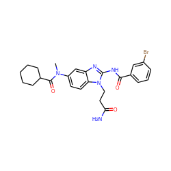 CN(C(=O)C1CCCCC1)c1ccc2c(c1)nc(NC(=O)c1cccc(Br)c1)n2CCC(N)=O ZINC000045483753