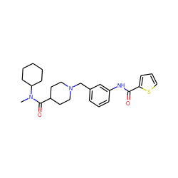 CN(C(=O)C1CCN(Cc2cccc(NC(=O)c3cccs3)c2)CC1)C1CCCCC1 ZINC001772587243