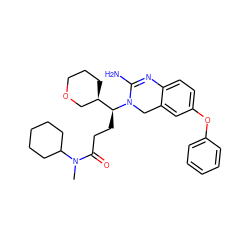 CN(C(=O)CC[C@@H]([C@@H]1CCCOC1)N1Cc2cc(Oc3ccccc3)ccc2N=C1N)C1CCCCC1 ZINC000084711089