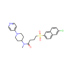 CN(C(=O)CCCS(=O)(=O)c1ccc2cc(Cl)ccc2c1)C1CCN(c2ccncc2)CC1 ZINC000029132614