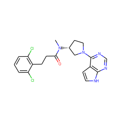 CN(C(=O)CCc1c(Cl)cccc1Cl)[C@@H]1CCN(c2ncnc3[nH]ccc23)C1 ZINC000149036687