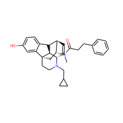 CN(C(=O)CCc1ccccc1)[C@@H]1C[C@@]23CCN(CC4CC4)[C@H]4C=C[C@@H]1C[C@]42Cc1ccc(O)cc13 ZINC000473116701