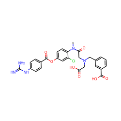 CN(C(=O)CN(CC(=O)O)Cc1cccc(C(=O)O)c1)c1ccc(OC(=O)c2ccc(NC(=N)N)cc2)cc1Cl ZINC001772571711