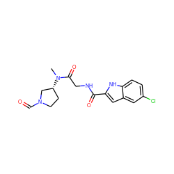 CN(C(=O)CNC(=O)c1cc2cc(Cl)ccc2[nH]1)[C@@H]1CCN(C=O)C1 ZINC000028126741