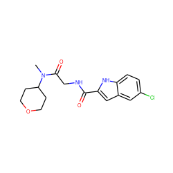 CN(C(=O)CNC(=O)c1cc2cc(Cl)ccc2[nH]1)C1CCOCC1 ZINC000028129776